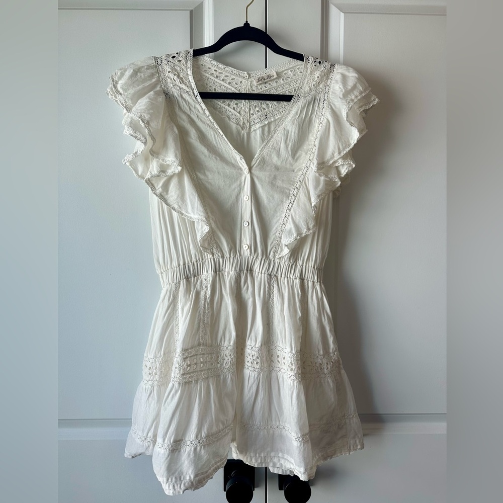 LoveShackFancy Sylvie Dress in Antique White Ruffle Dress